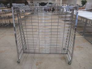 lot 348 image: Tapered Wire Hook Rolling Hook Rack, Approximate Dimensions 51 x 24 x 52 Tall.