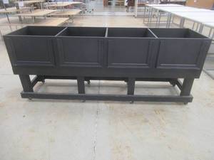 lot 343 image: Large Display Bin, 4 Separate Bins, Approximate Dimensions 92 x 24 x 37 Tall.
