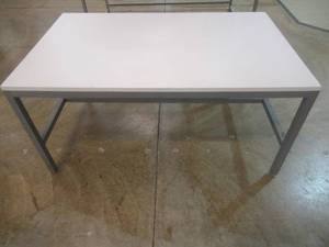 lot 300 image: Display Table With Steel Frame, Approximate Dimensions 48 x 30 x 23 Tall. Slight Scratch and Dent.