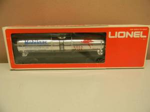 lot 39 image: LIONEL - MOBILGAS PLATED TANK CAR  #6-9156 - IN ORIGINAL BOX - NICE - FANTASTIC PIECE - SEE PICTURES