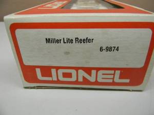 lot 43 image: LIONEL - MILLER LITE BEER REEFER #6-9874 - IN ORIGINAL BOX - NICE - FANTASTIC PIECE - SEE PICTURES