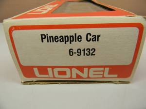 lot 56 image: LIONEL - PINEAPPLE CAR #6-9132 - IN ORIGINAL BOX - NICE - FANTASTIC PIECE - SEE PICTURES