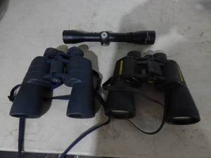 lot 65 image: 2-Pair Bushnell Binoculars & 1-Scope