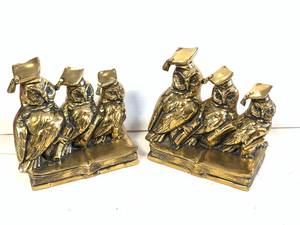 Jennings Brothers Scholarly Owls Brass Bookends