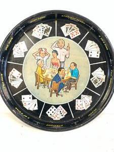 1950s Sixties Metal Poker Serving Tray