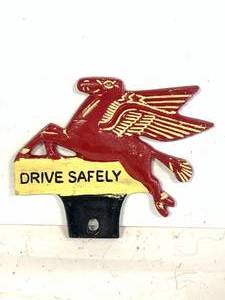 Mobil Flying Horse Pegasus License Plate Topper