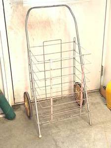Vintage Rolling Basket  Cart 38 Inch Tall