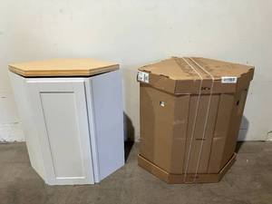 LOT OF 2. Hampton Bay Shaker Satin White Stock Assembled Diagonal Corner Wall Kitchen Cabinet (24 in. x 36 in. x 12 in.)