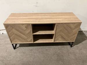 Dylan 47 in. Gray and Black Wood TV Stand Fits TVs Up to 55 in. with Storage Doors