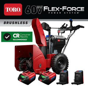 Toro 60-Volt Power Max E 24 in. 2-Stage Cordless Electric Snow Blower & Headlight wTwo 6.0 Ah Batteries & Charger Included