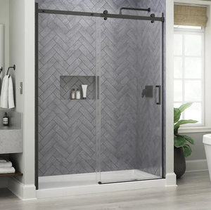 Delta Commix 60 in. W x 76 in. H Sliding Frameless Shower Door in Matte Black with 516 in. (8 mm) Clear Glass