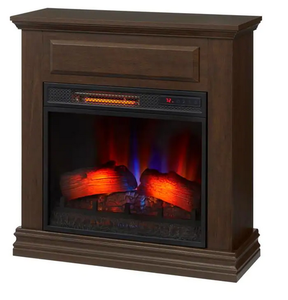 Wheaton 31 in. Freestanding Infrared Electric Fireplace in Simply Brown