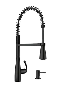 MOEN Essie Single-Handle Pre-Rinse Spring Pulldown Sprayer Kitchen Faucet with Power Clean in Matte Black
