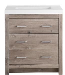 Glacier Bay Woodbrook 31 in. W x 19 in. D Bath Vanity in White Washed Oak with Cultured Marble Vanity Top in White with White Sink