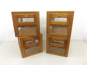 3 Vintage Keyed Wood Framed Pull Tab Boxes