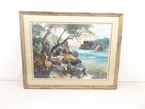 Wood Framed Listed Artist Randy Penner Seaside Original Watercolor