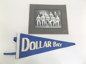 Antique 1925 Dollar Bay Basketball Team Photo and Pennant