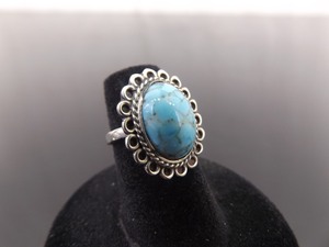 .925 Sterling Silver Dry Creek Turquoise Ring Size 5