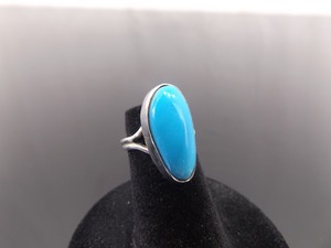 .925 Sterling Silver Sleeping Beauty Turquoise Cabochon Ring Size 3