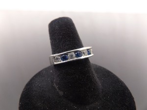 .925 Sterling Silver Sapphire Crystal Band Ring Size 7