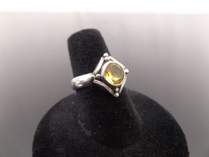 .925 Sterling Silver Faceted Citrine Ring Size 6.5