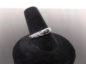 .925 Sterling Silver Black Onyx Cabochon Ring Size 8.75