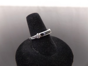 .925 Sterling Silver Inlayed Onyx Ring Size 7.5