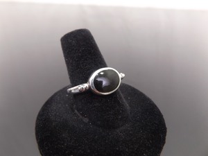 .925 Sterling Silver Inlayed Onyx Ring Size 9