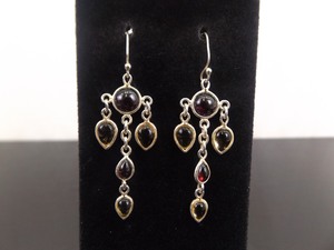 .925 Sterling Silver Amethyst and Citrine Crystal Earrings