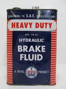 lot 62 image: Cool Vintage Heavy Duty Brake Fluid Advertising Oil Can