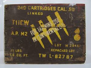 lot 63 image: Very Cool Vintage Military Wooden Ammo Crate