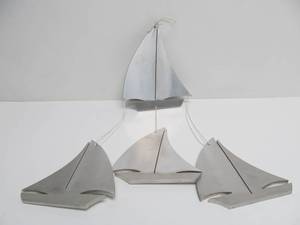 lot 112 image: Signed KERR Vintage Steel or Aluminum Sailboat Windchime Set