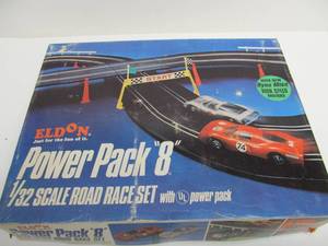 lot 191 image: Very Nice Vintage ELDON Power Pack 8 Slock Car Road Race Set
