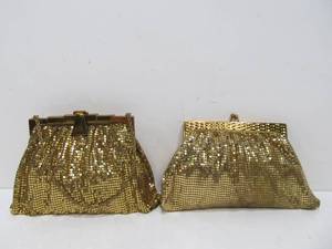 lot 265 image: 2 Vintage 1920s-30s era Metal Mesh Purses by Whiting & Davis - Gold