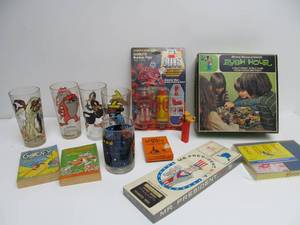lot 158 image: Lot of Vintage Toys Games Collectible Glasses etc
