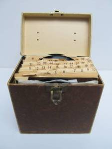lot 166 image: Organizer Box Full of Vintage Vinyl 45 Records