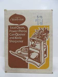 lot 77 image: NOS Vintage SUNBEAM Power-Pierce Combination Can Opener & Knife Sharpener
