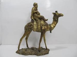 lot 87 image: Large Gold Camel Wiseman Statue