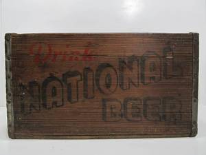 lot 205 image: Old Vintage NATIONAL BEER Wooden Advertising Crate