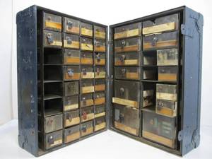 lot 207 image: Vintage WW2 era Military Supply Chest wDrawers