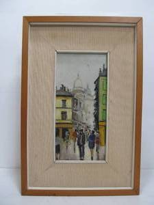 lot 297 image: Original Mid Century Street Scene Painting