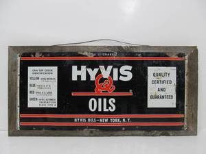 lot 299 image: Vintage HyVis Oils Can Framed