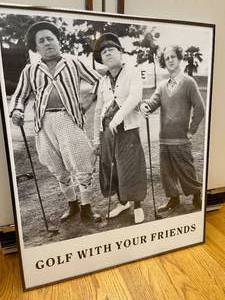 lot 116 image: Classic Golf With Your Friends Three Stooges Framed Art