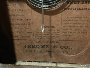 lot 183 image: Vintage Jerome and Company Eight Day Chime Clock with Key