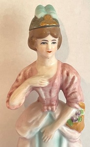 lot 83 image: Antique Hand Painted Porcelain Lady Figurine Perfume Bottle