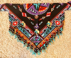 lot 217 image: 5 Southwestern Neck Scarves with Beaded Fringe