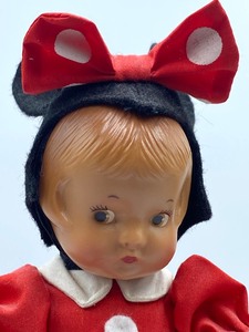 lot 74 image: Vintage Effanbee Patsyette Mickey and Minnie Mouse Dolls with Stands