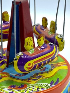 lot 164 image: Vintage Metal Mechanical Boat Carousel Toy