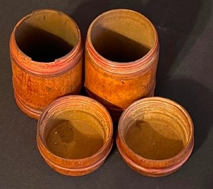 lot 247 image: Pair of Antique Spice Jars and Vintage Wooden Container