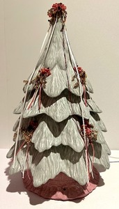 lot 289 image: Charming Pink and Grey Ceramic Light Up Tree with Faux Floral Accents